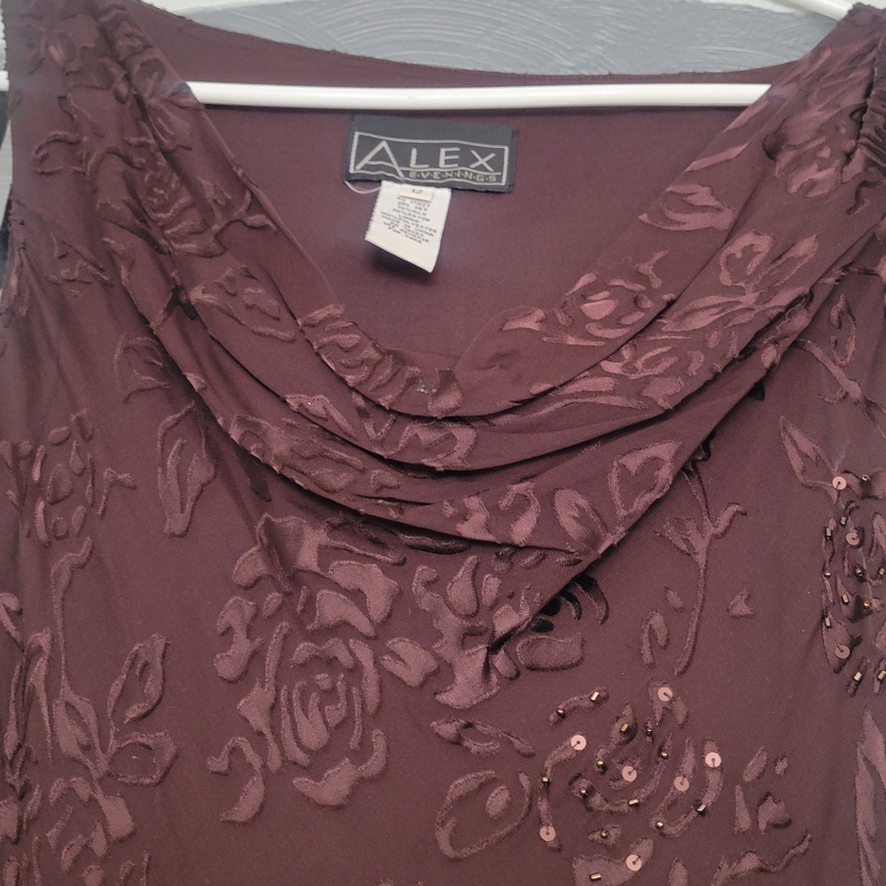 Alex Evenings Plum Floral Gown